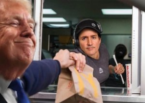 Donald Trump teste le service rapide Justin Trudeau, en action chez McDonald... 